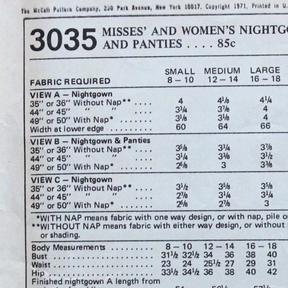 Vintage McCalls Sewing Pattern Uncut 3035 Misses Small Babydoll Nightgown Pantie - Picture 3 of 4